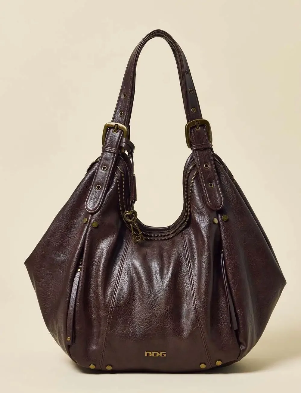 BDG Cici Faux Leather Slouchy Tote Bag in Brown NWT